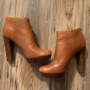 Michael kors tan leather high heel bootie